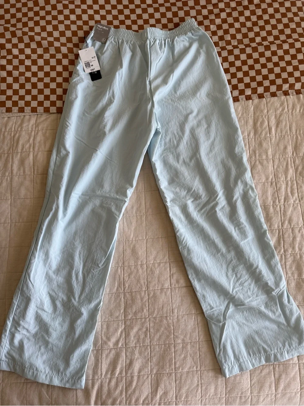 Forever 21 Pale Blue Track Pants with White Piping
